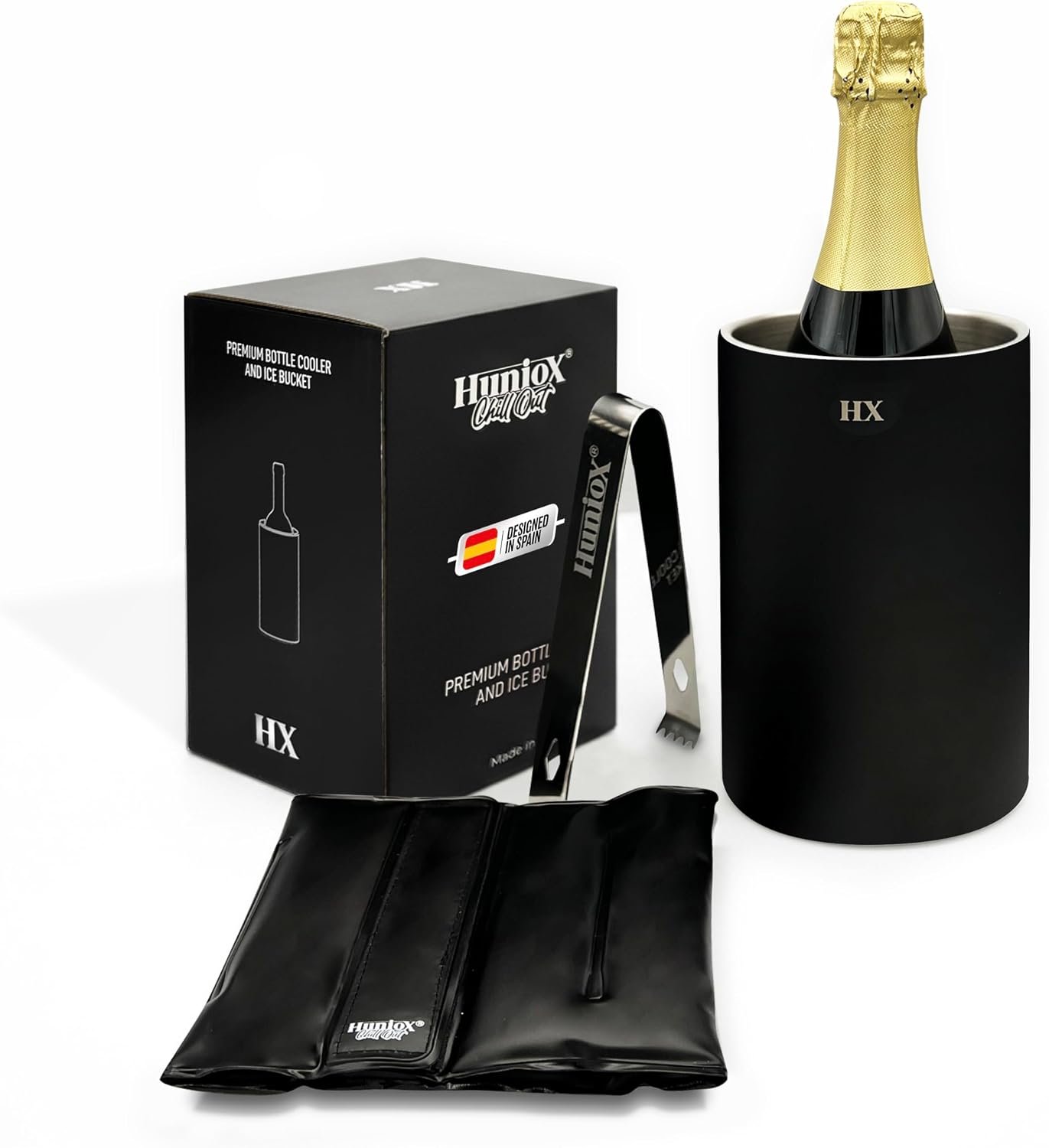 Chill Out Enfriador de Botellas de Vino – Cubitera para Hielo – Enfriador Botella – Wine Cooler – Enfriador Vino – Cubitera – Champanera – Enfriador de Vino – Hielera - Enfriador Cava (Black)
