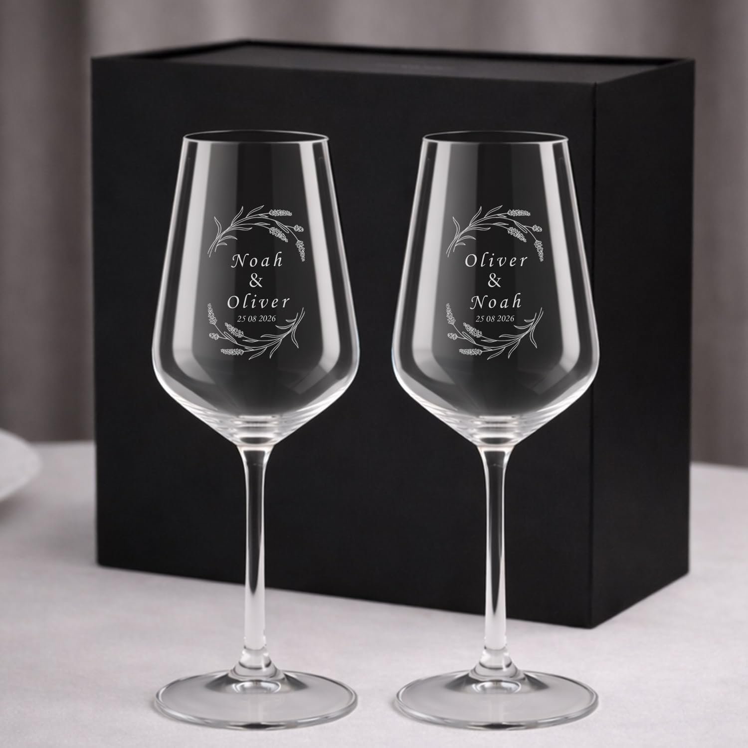Copa de Vino Personalizada Flowers | Cristal de Bohemia